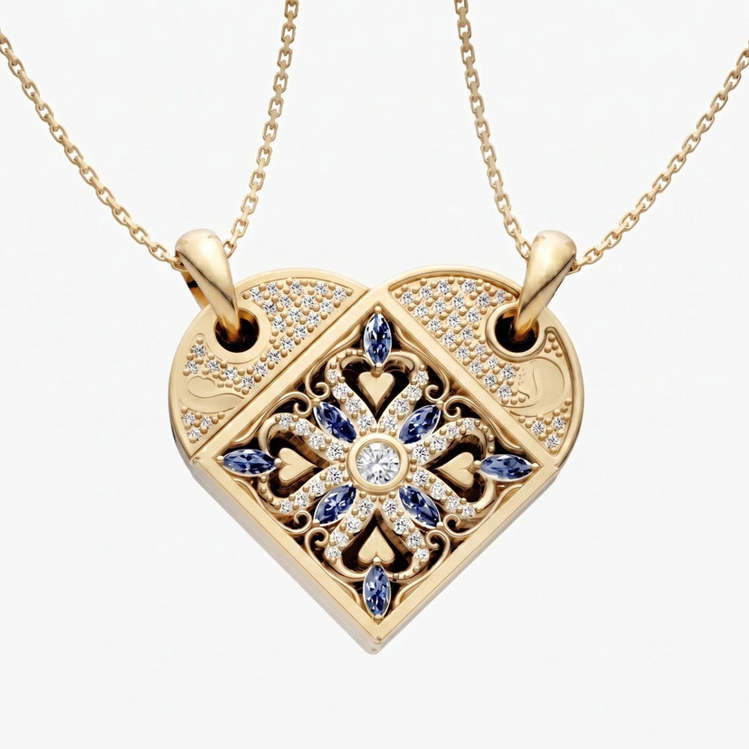 2-in-1 Magnetic Hearts Pendant image 1 Gold front
