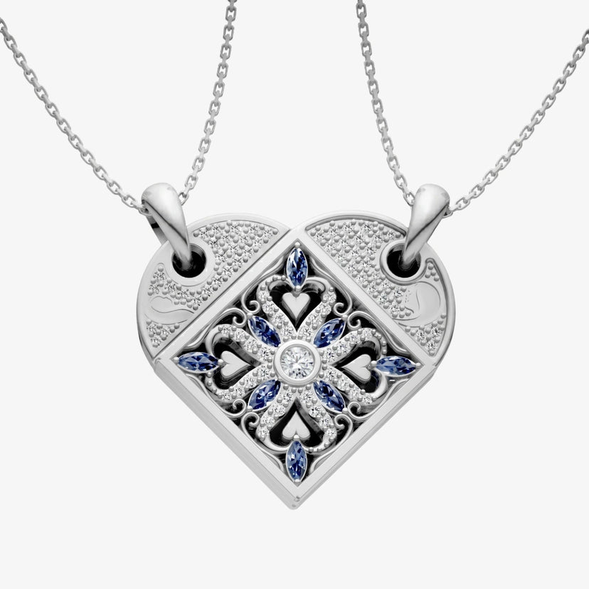 2-in-1 Magnetic Hearts Pendant image 3 Silver front