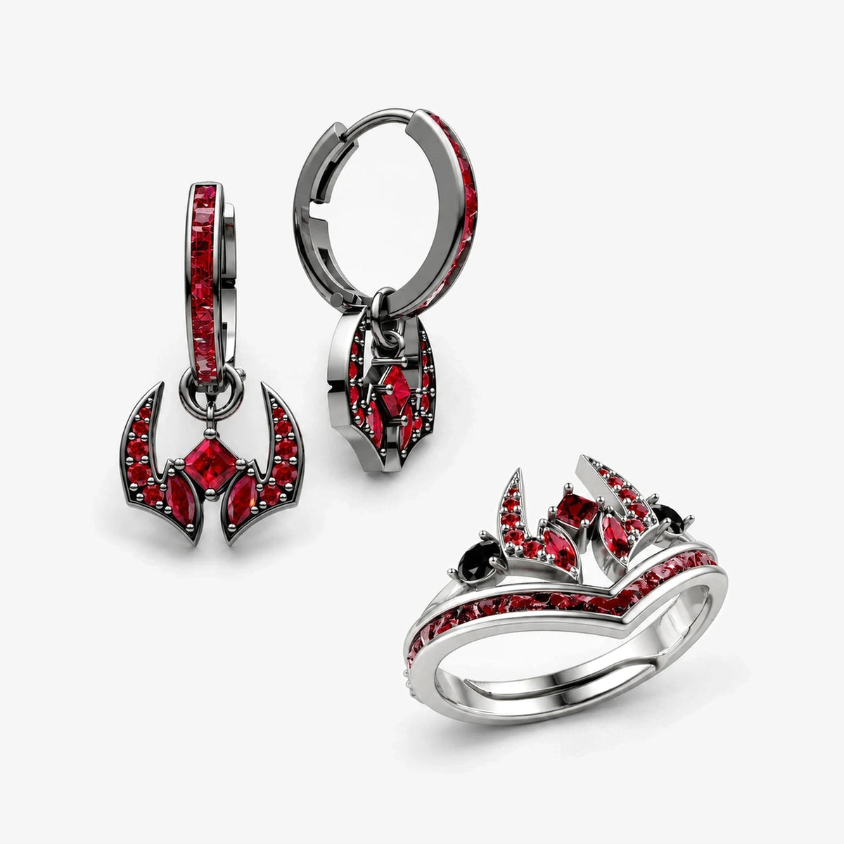 Malevolent Shrine Earrings + Ring Collection - hero 3 4 set