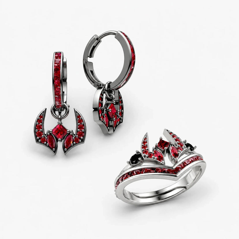 Malevolent Shrine Earrings + Ring Collection - hero 3 4 set