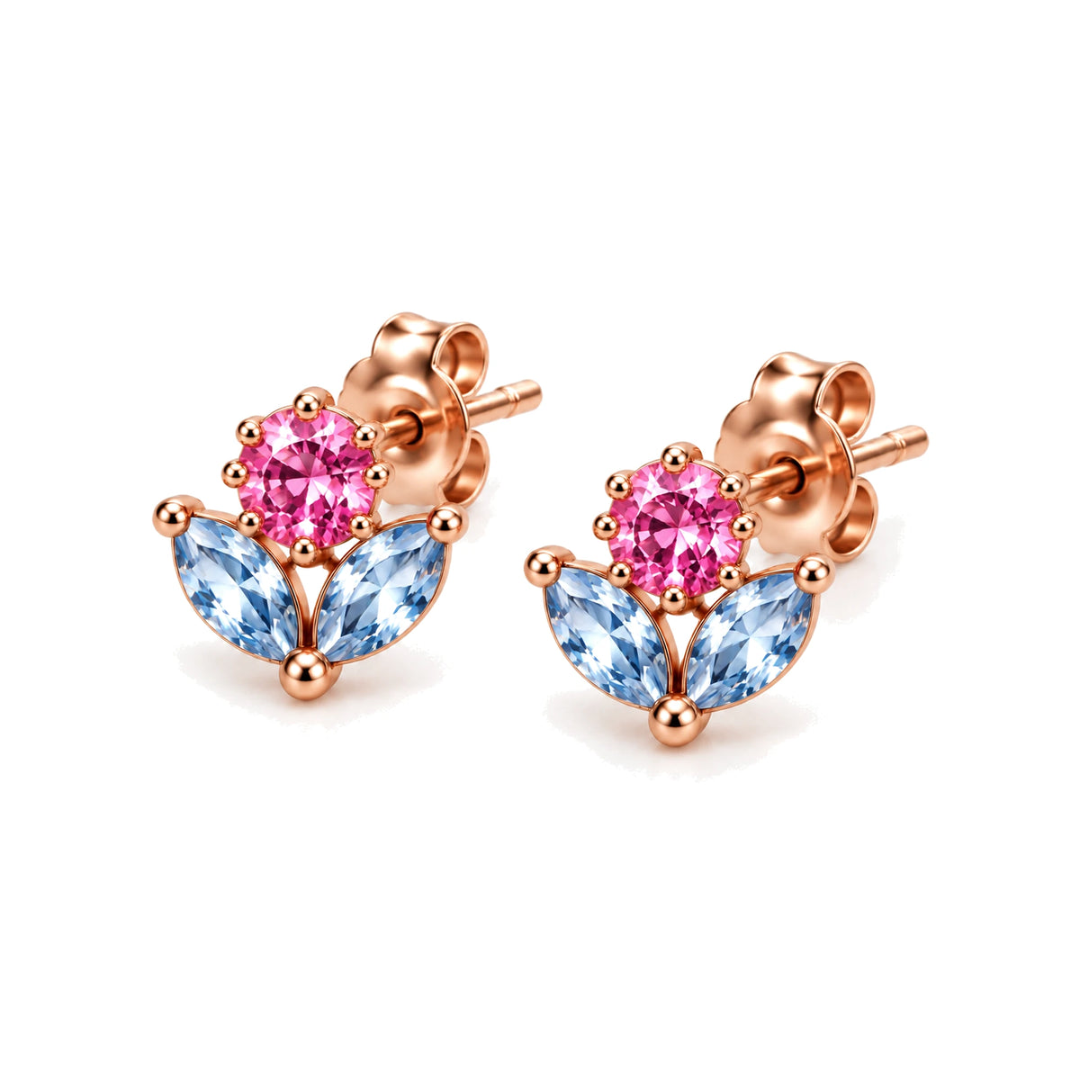 March 7th Ice Flower Earrings in rose gold, three-quarter view