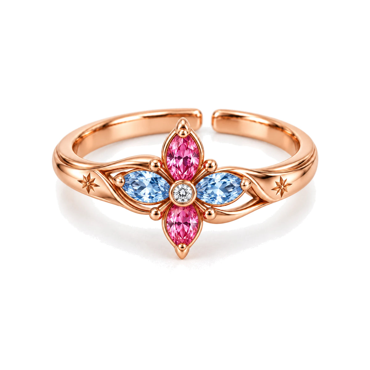 March 7th Ice Flower Ring in rose gold, front view