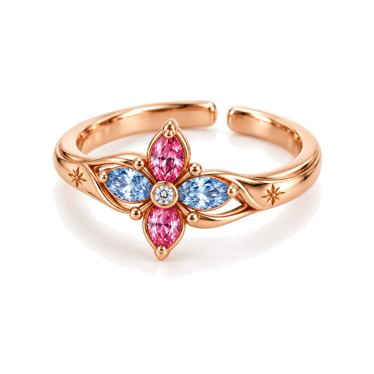 March 7th Ice Flower Ring in rose gold, three-quarter view