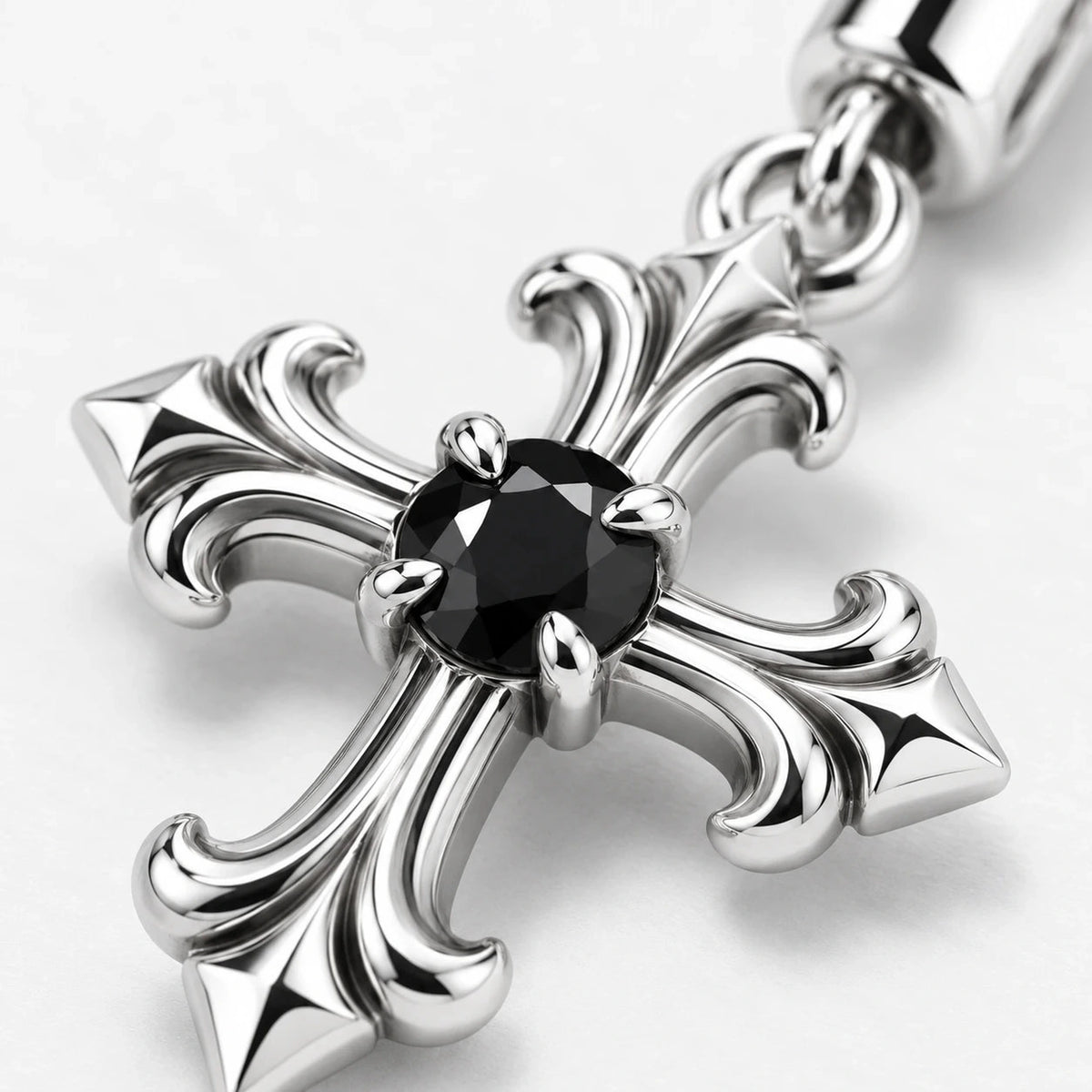 Midnight Fleur Cross Charm, close-up