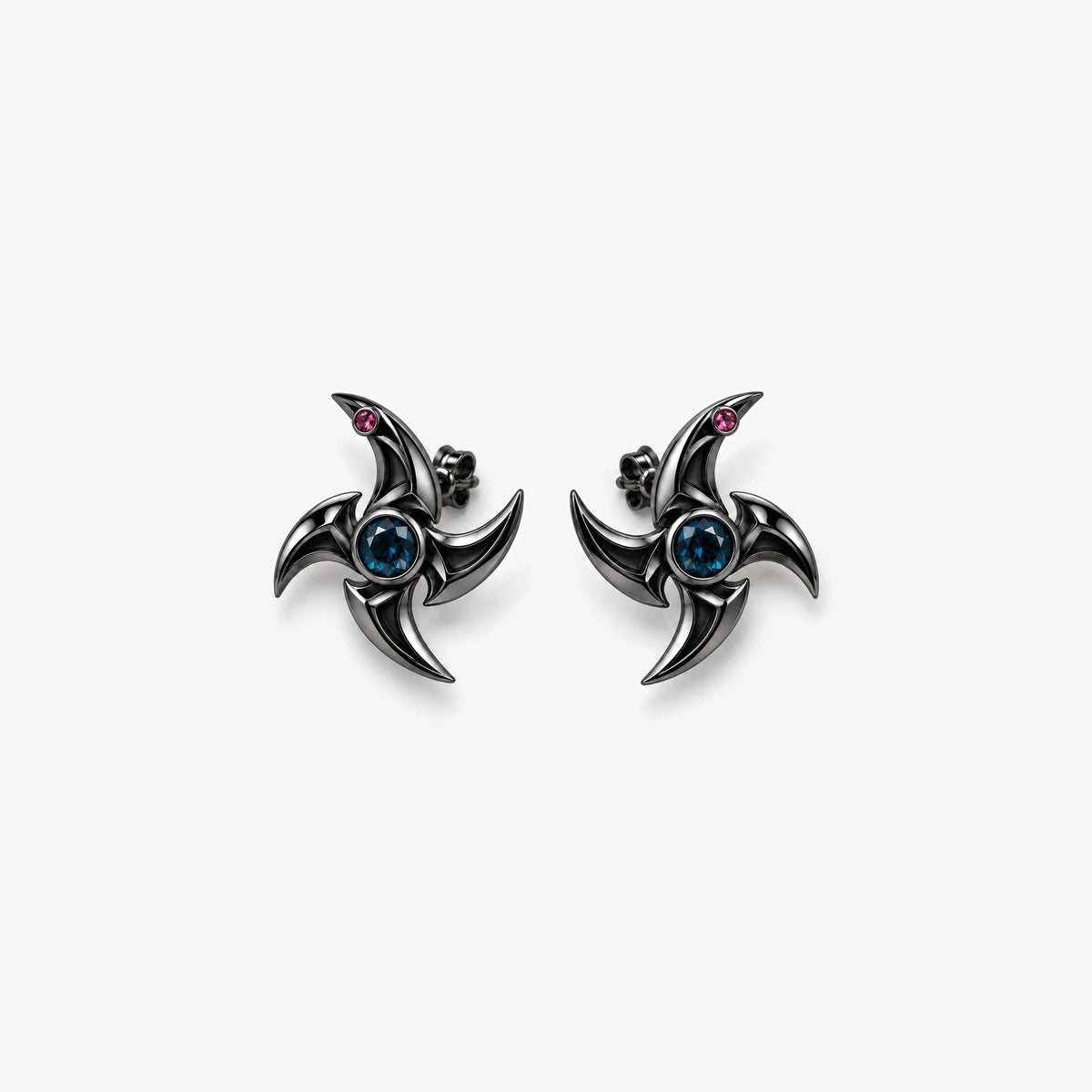 Tongue Scarf Studs in royal black, front view