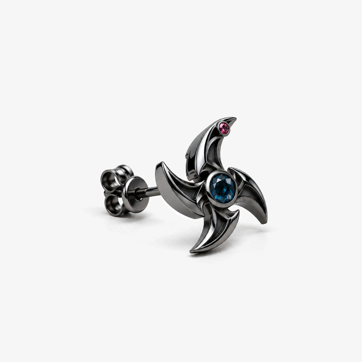 Tongue Scarf Studs in royal black, side view