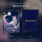 Moon Fox August 2026 Collector Club card, front and back