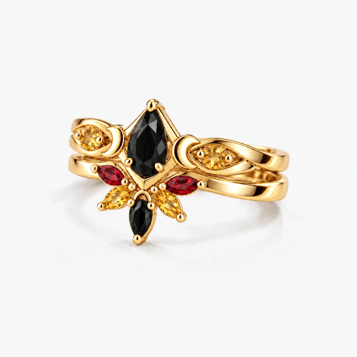 Moonrise Path Ring Set in gold, angled view