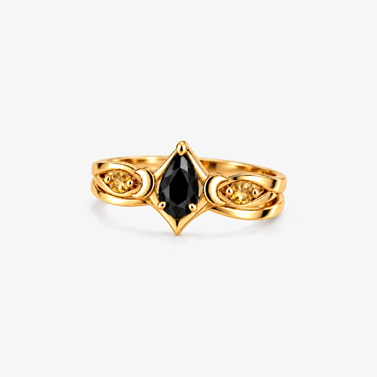Moonrise Path Ring Set in gold, crown ring on its own