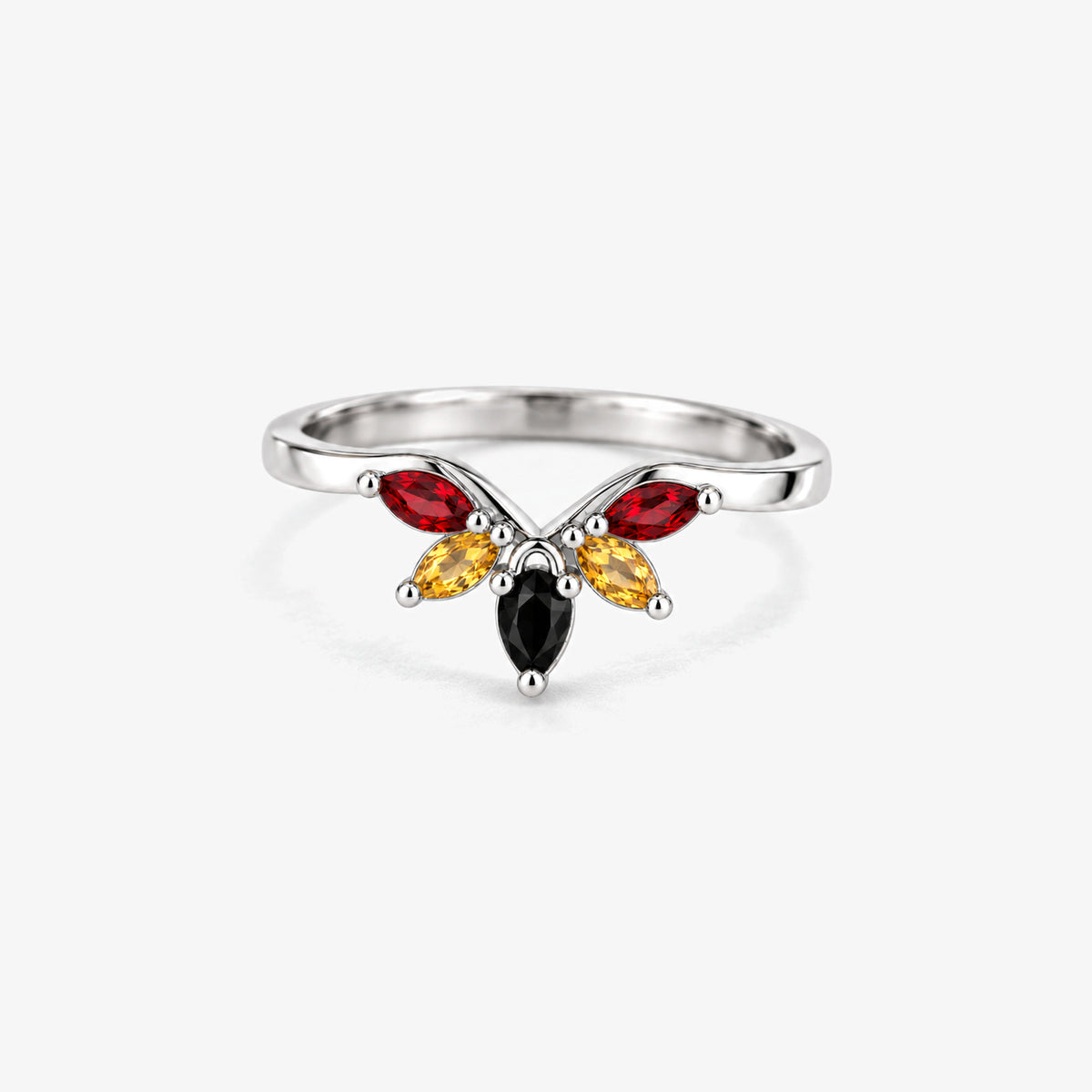 Moonrise Path Ring Set in silver, collar band on its own