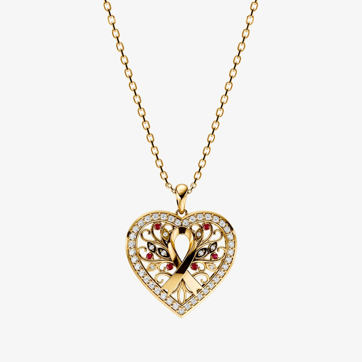 Mother's Heart Necklace image 1 Gold front