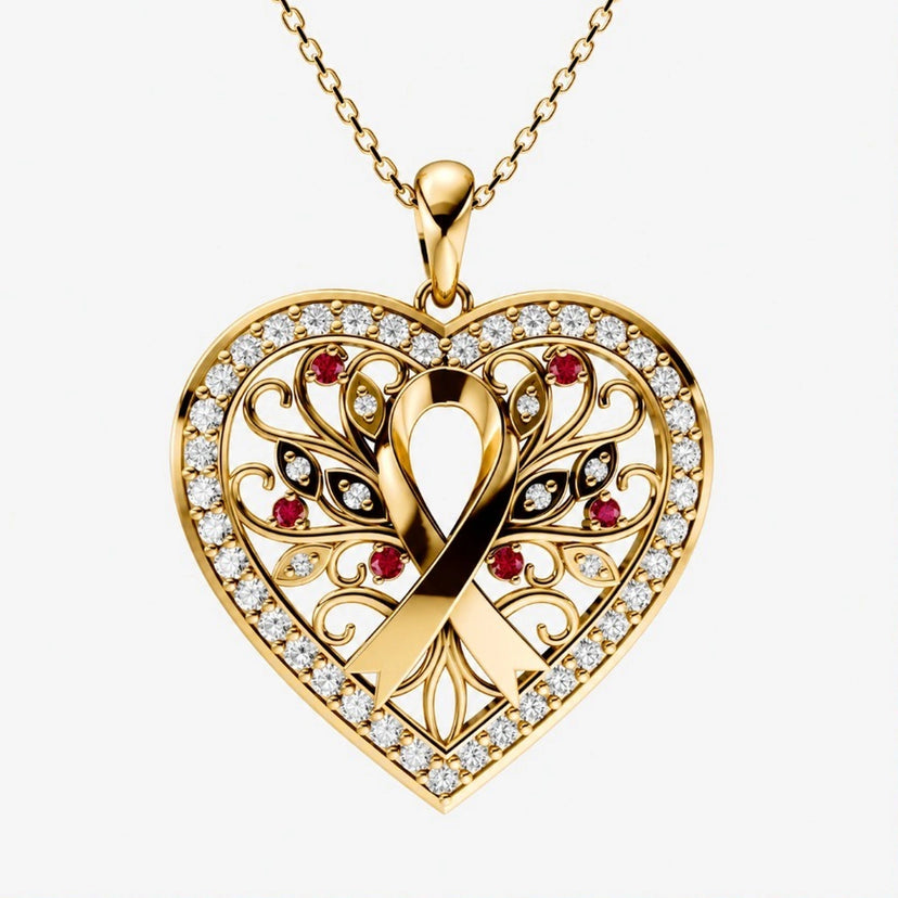 Mother's Heart Necklace image 1 Gold front