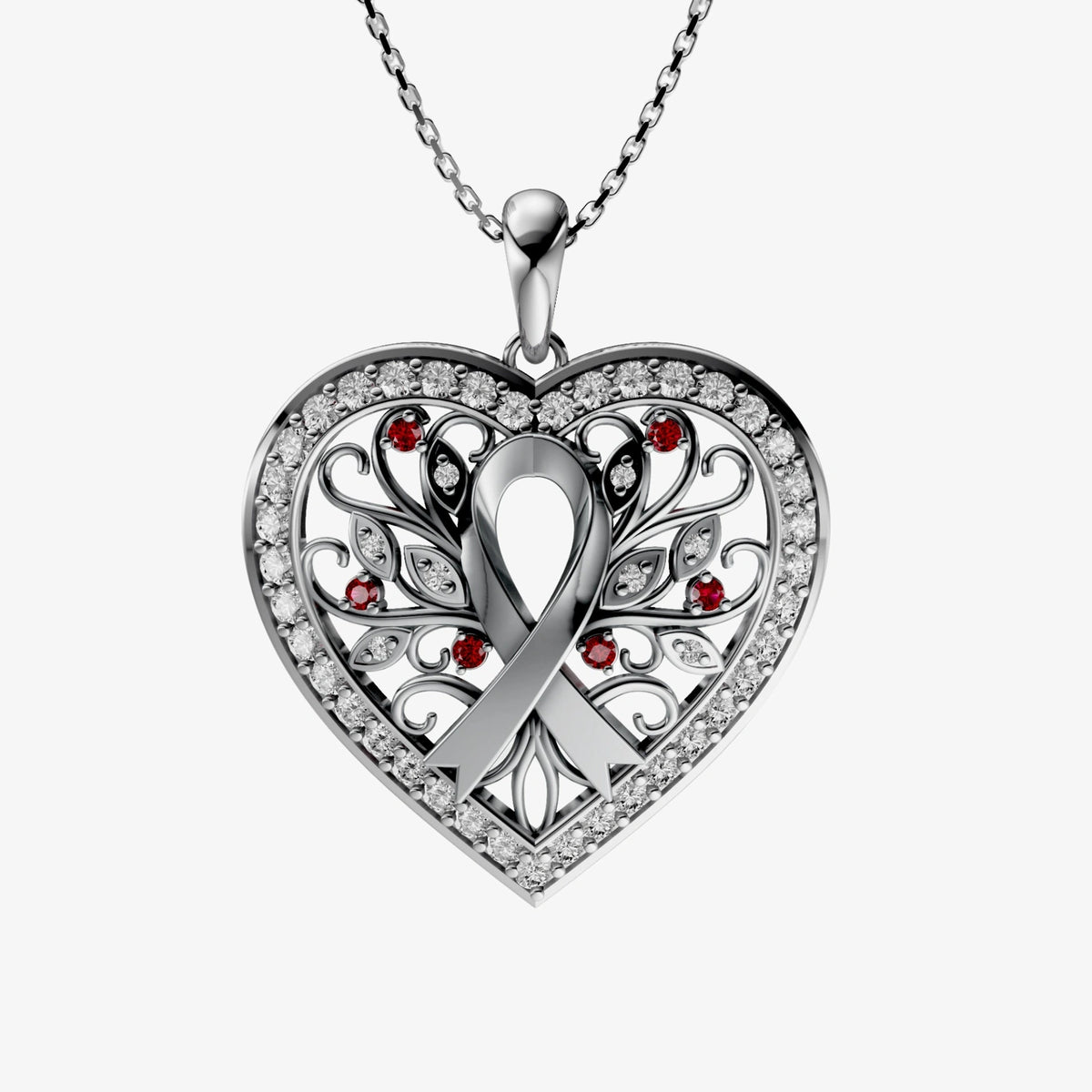 Mother's Heart Necklace image 6 Silver front