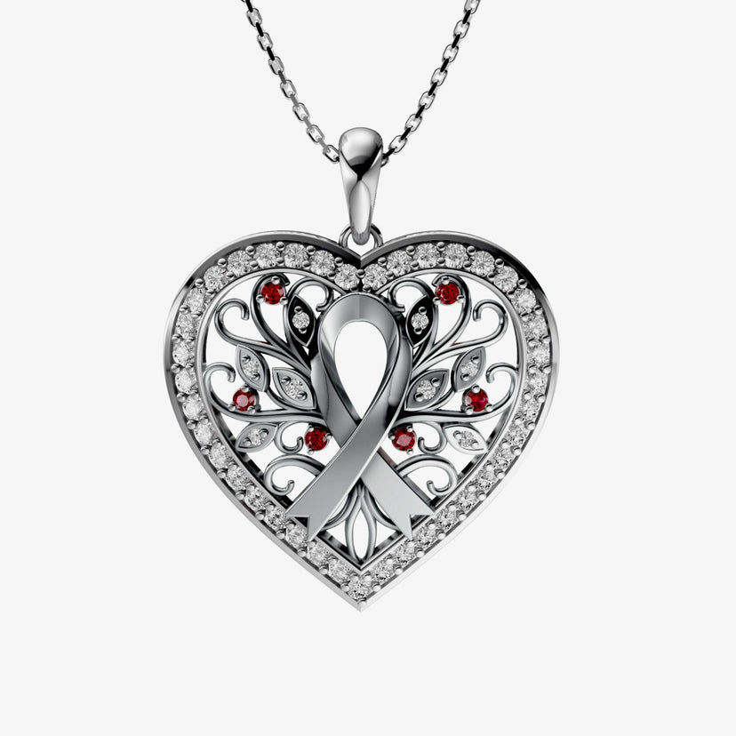 Mother's Heart Necklace image 6 Silver front