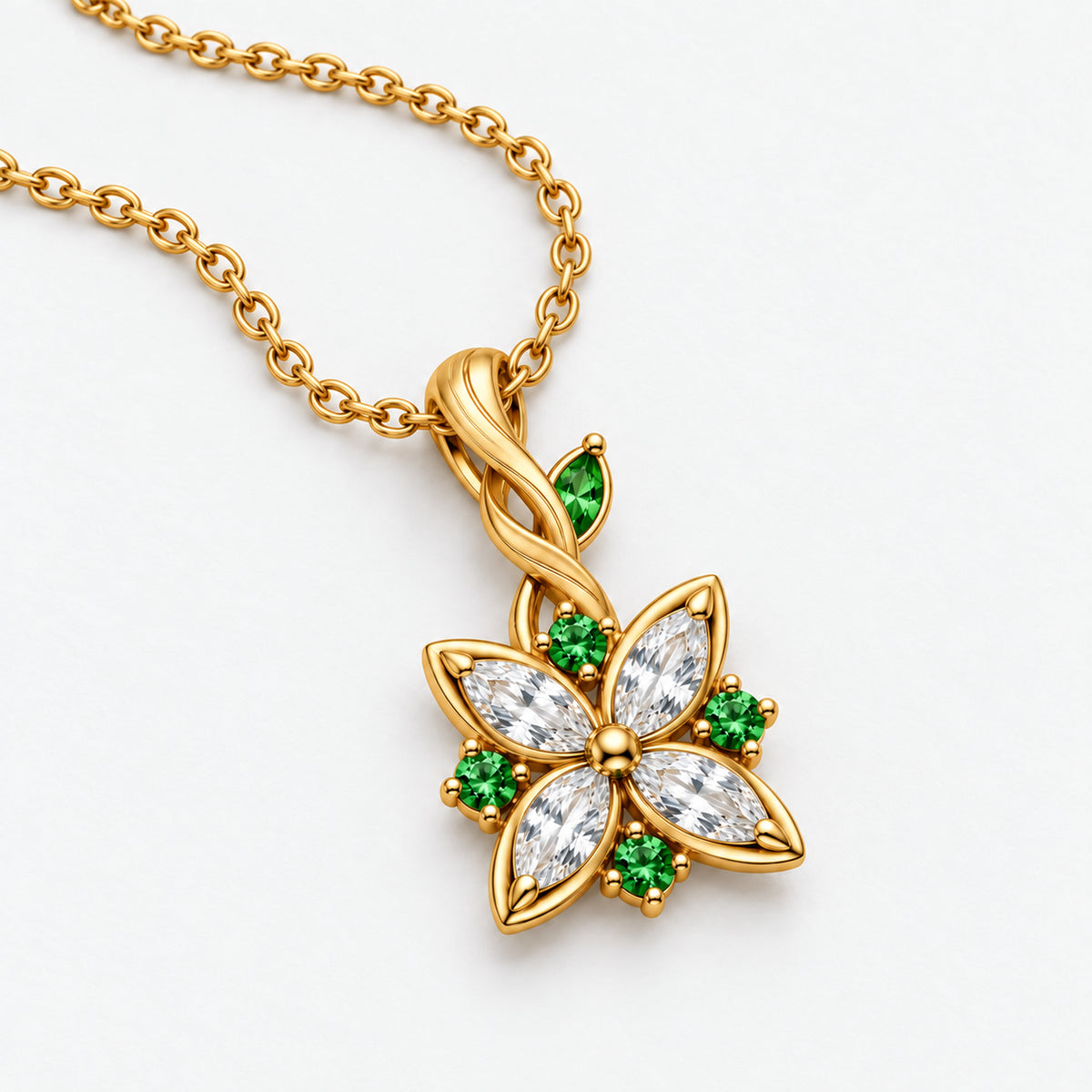 Nahida necklace in gold color, front-up tabletop view