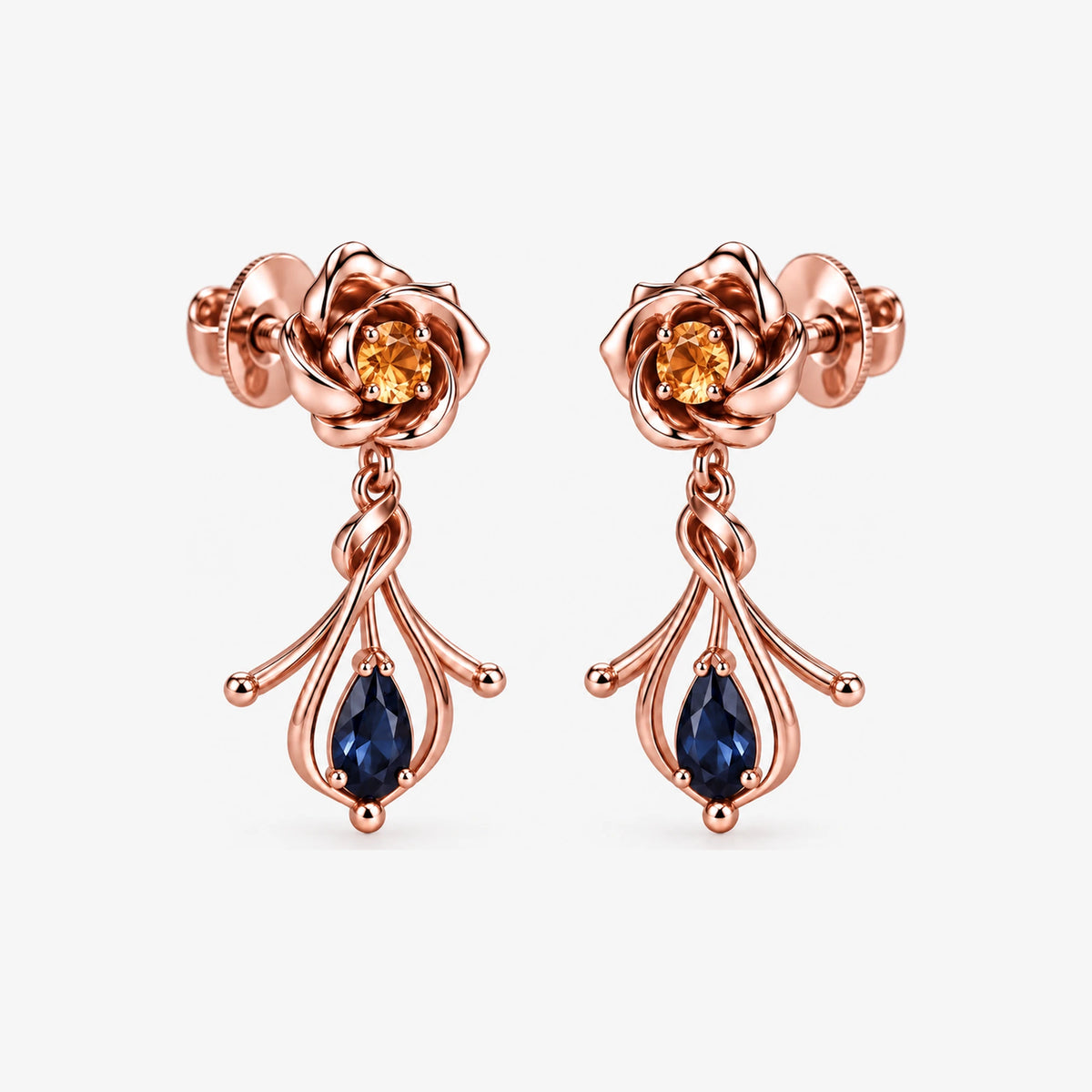Navia Earrings in rose gold, front view