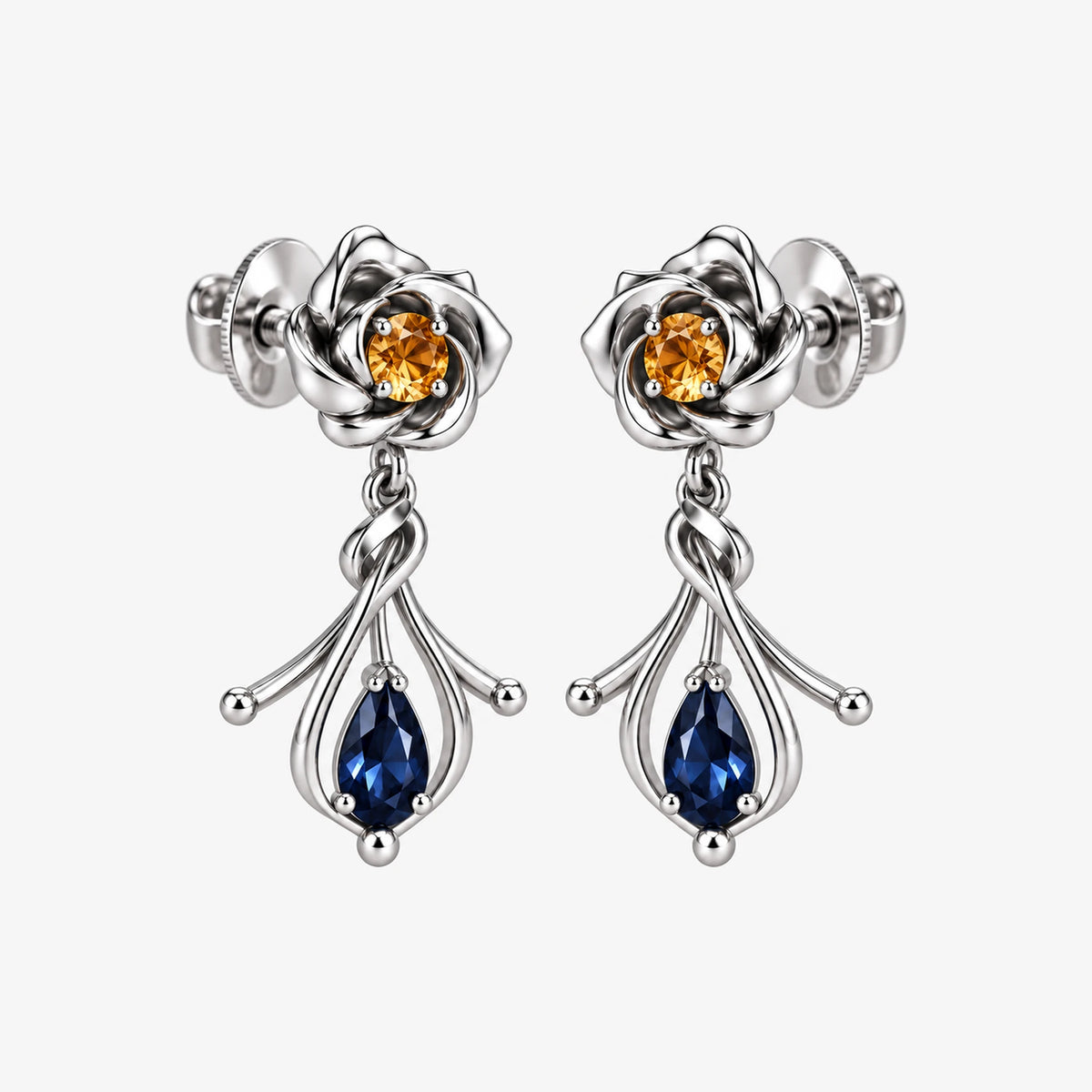 Navia Earrings in silver, front view