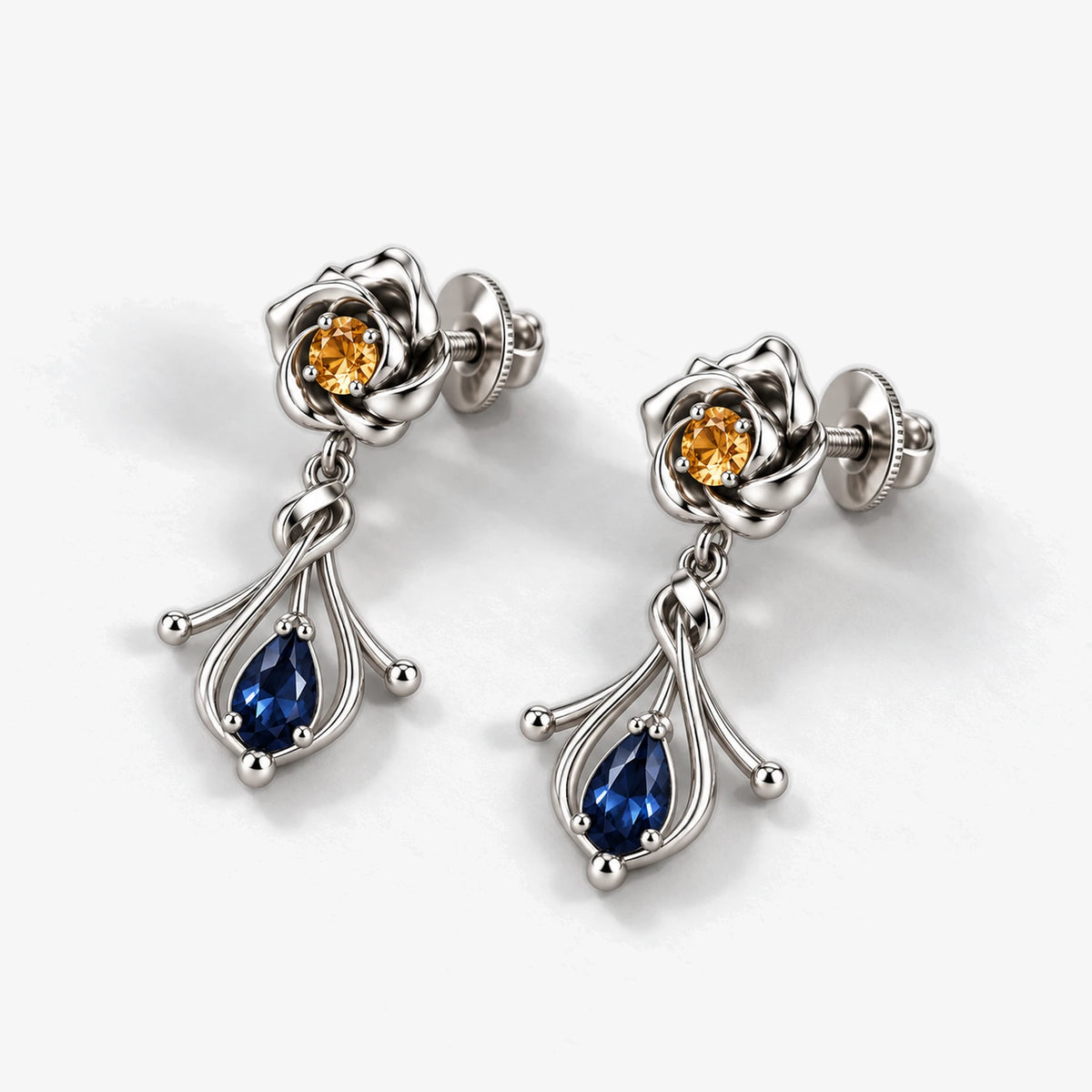 Navia Earrings in silver, side view
