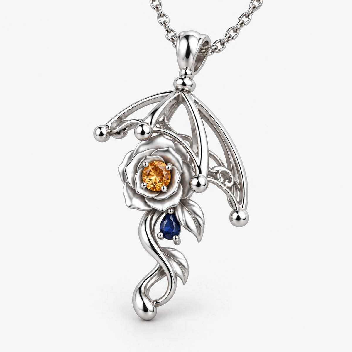 Navia Necklace in silver, side view