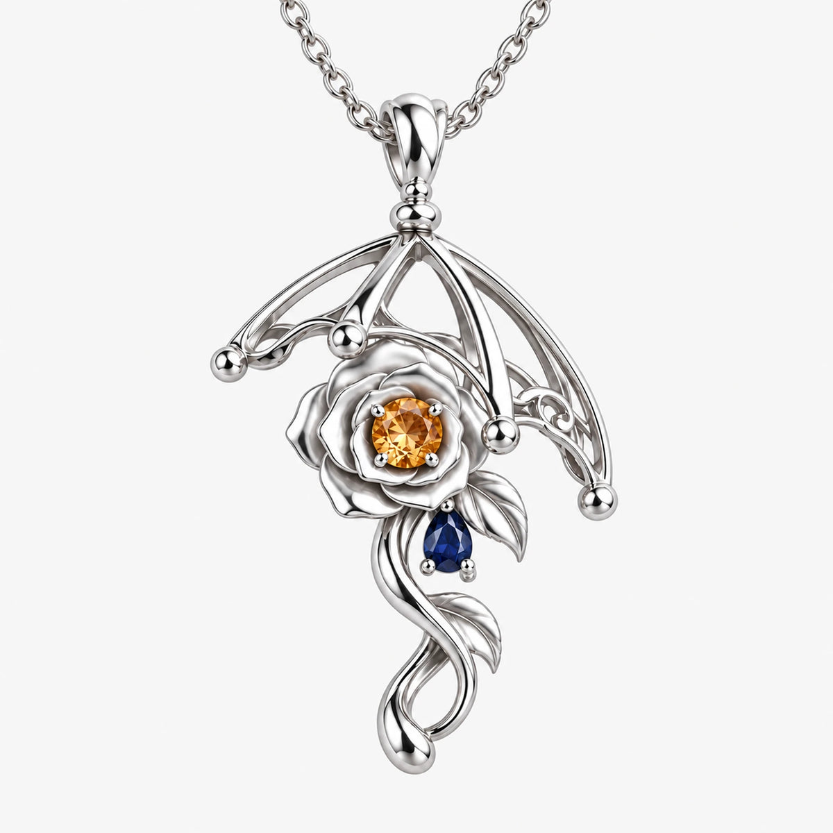 Navia Necklace in silver, front view