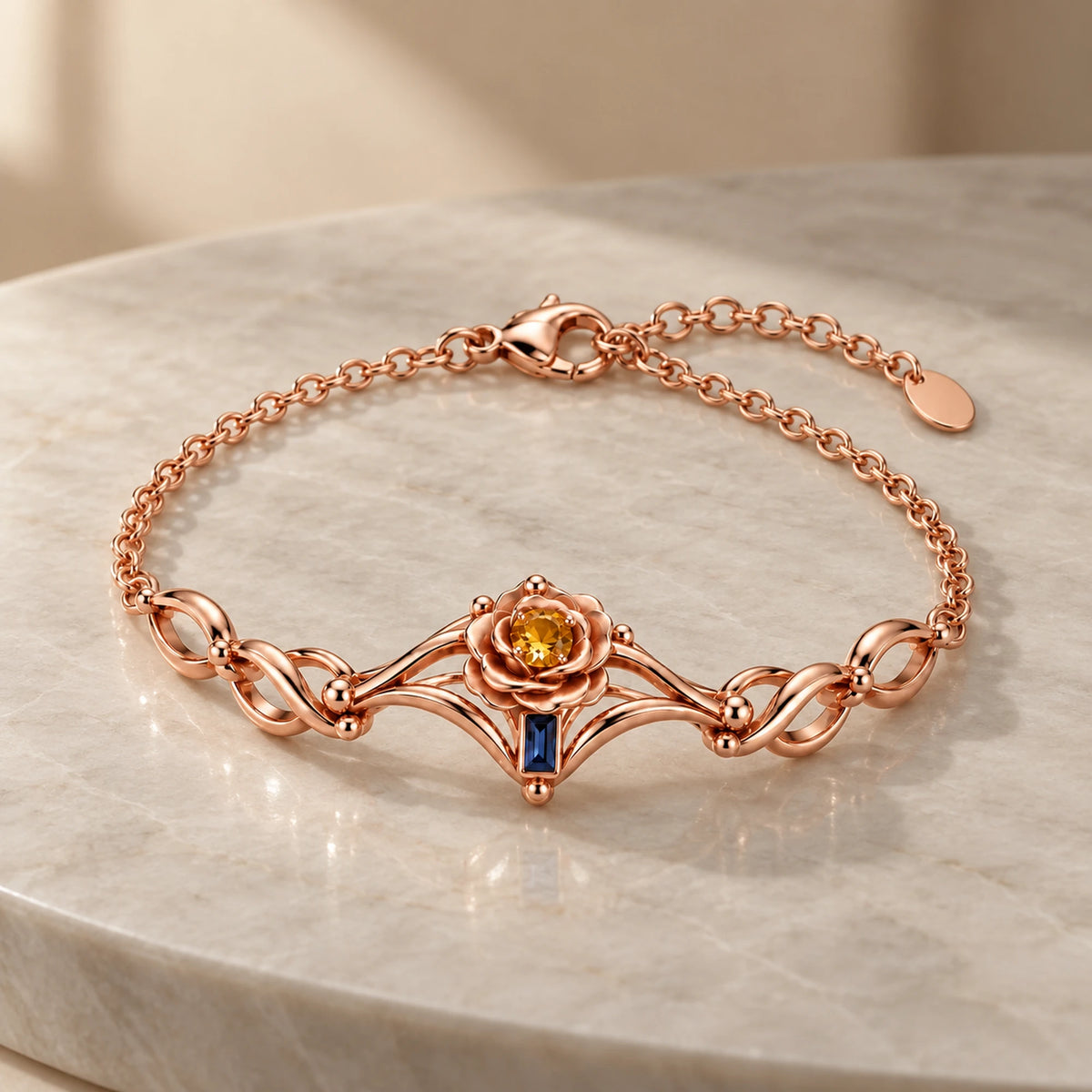 Navia Bracelet in rose gold, natural light still life