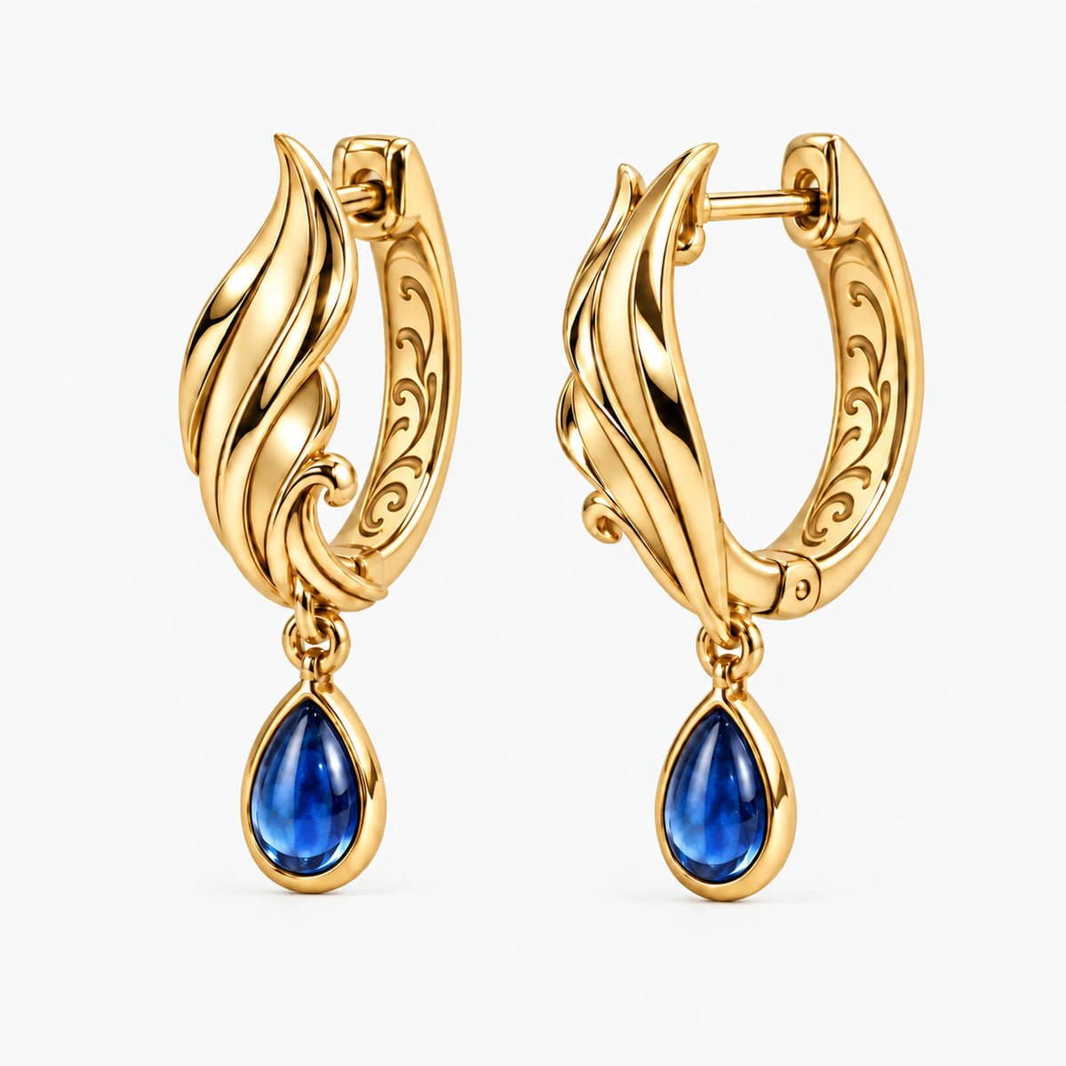 Neuvillette Earrings in gold, front view