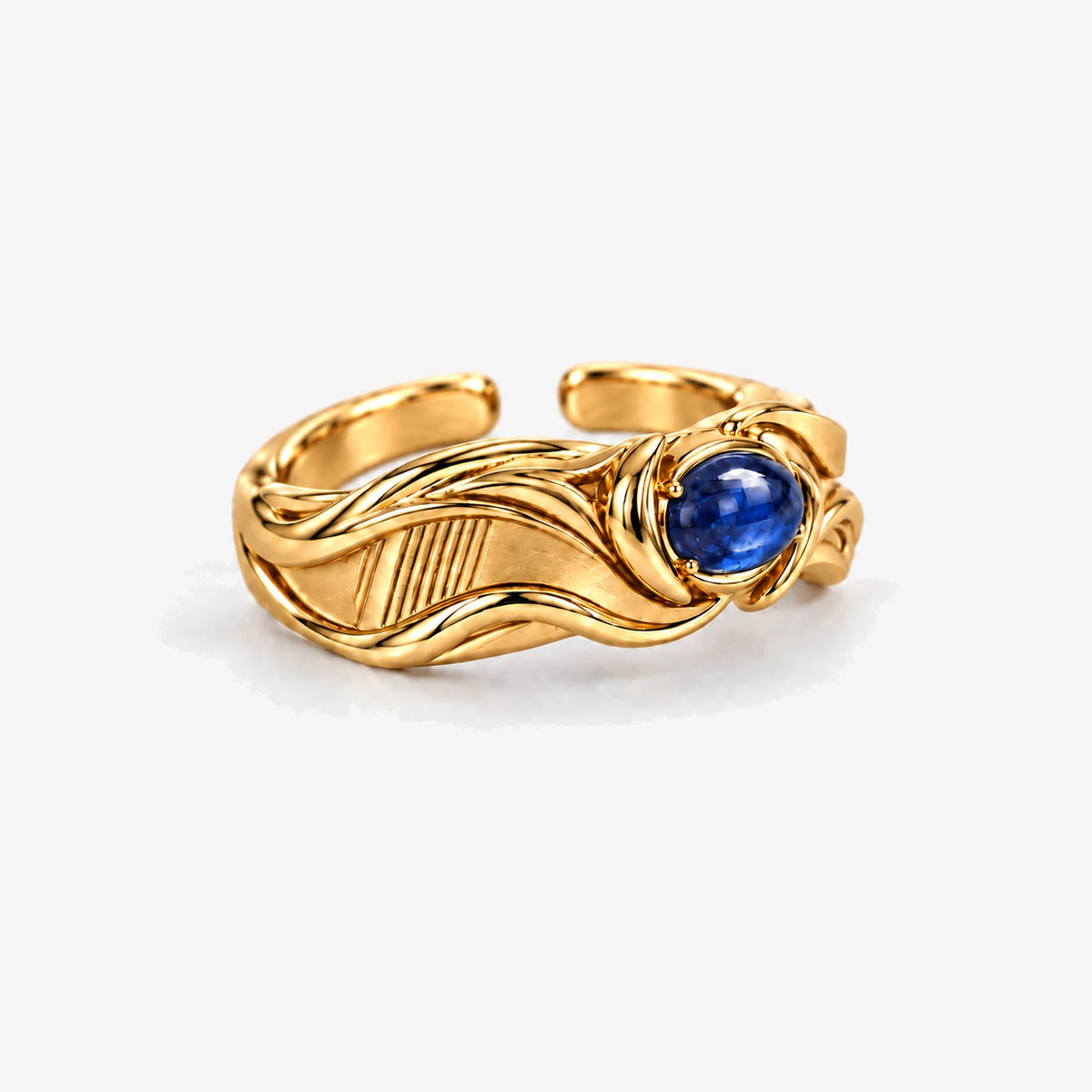 Neuvillette Ring in gold, open band, angled view