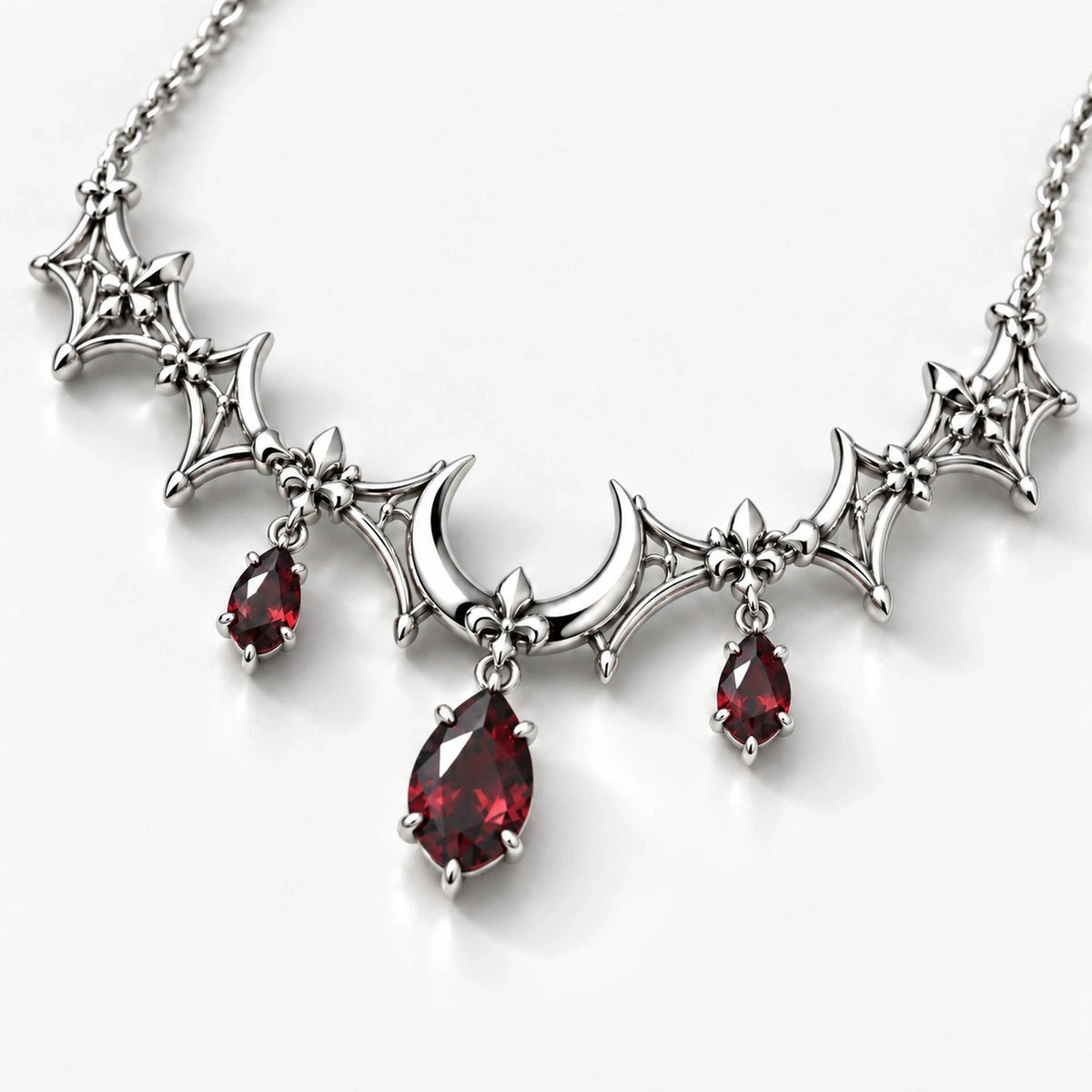 Nocturne Choker in Silver, lying on a table