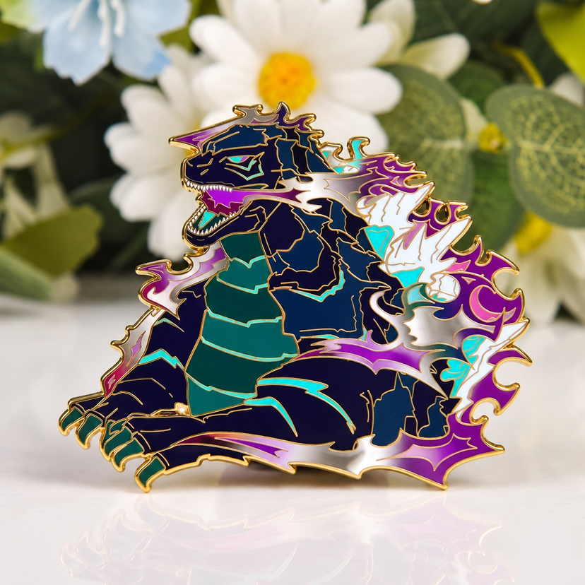 Nonbinary Pridezilla Glow-in-Dark Enamel Pin