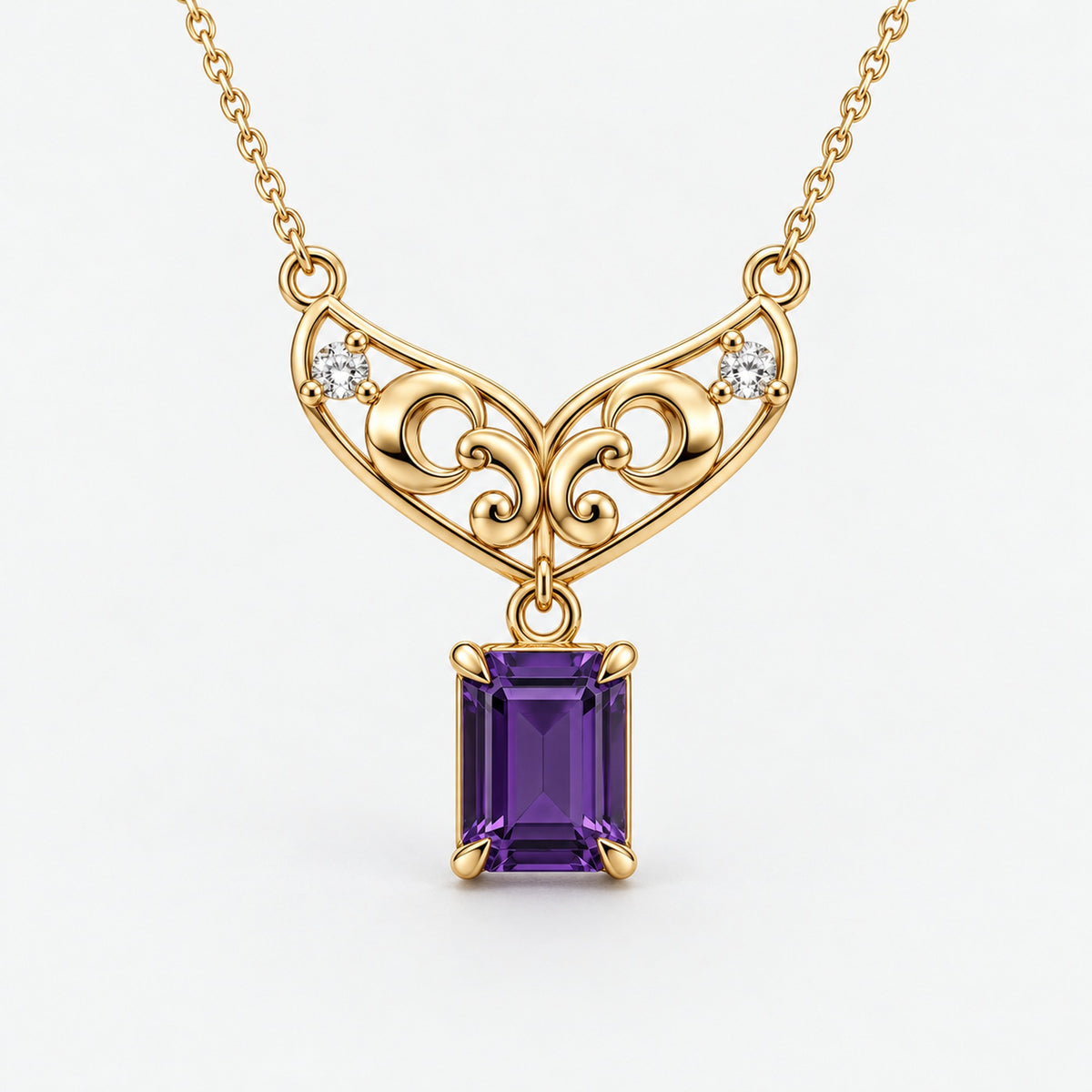 Moon Fairy Necklace in gold, front view