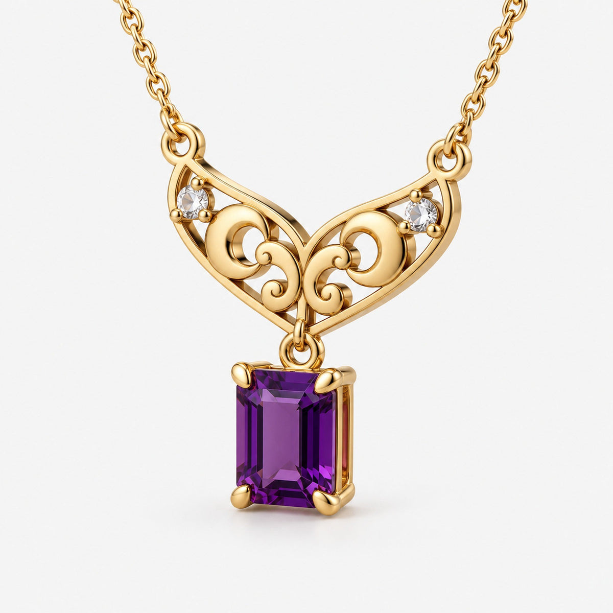Moon Fairy Necklace in gold, angled view