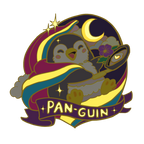 Pan-guin enamel pin glow-in-the-dark view