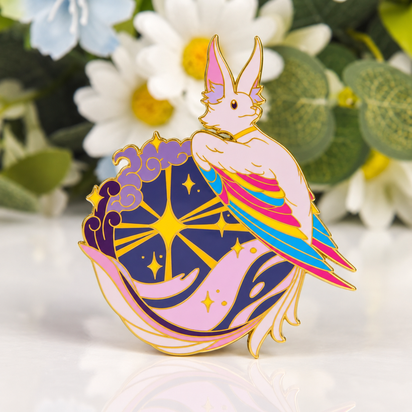 Pansexual Pride Bat Glow-in-Dark Enamel Pin