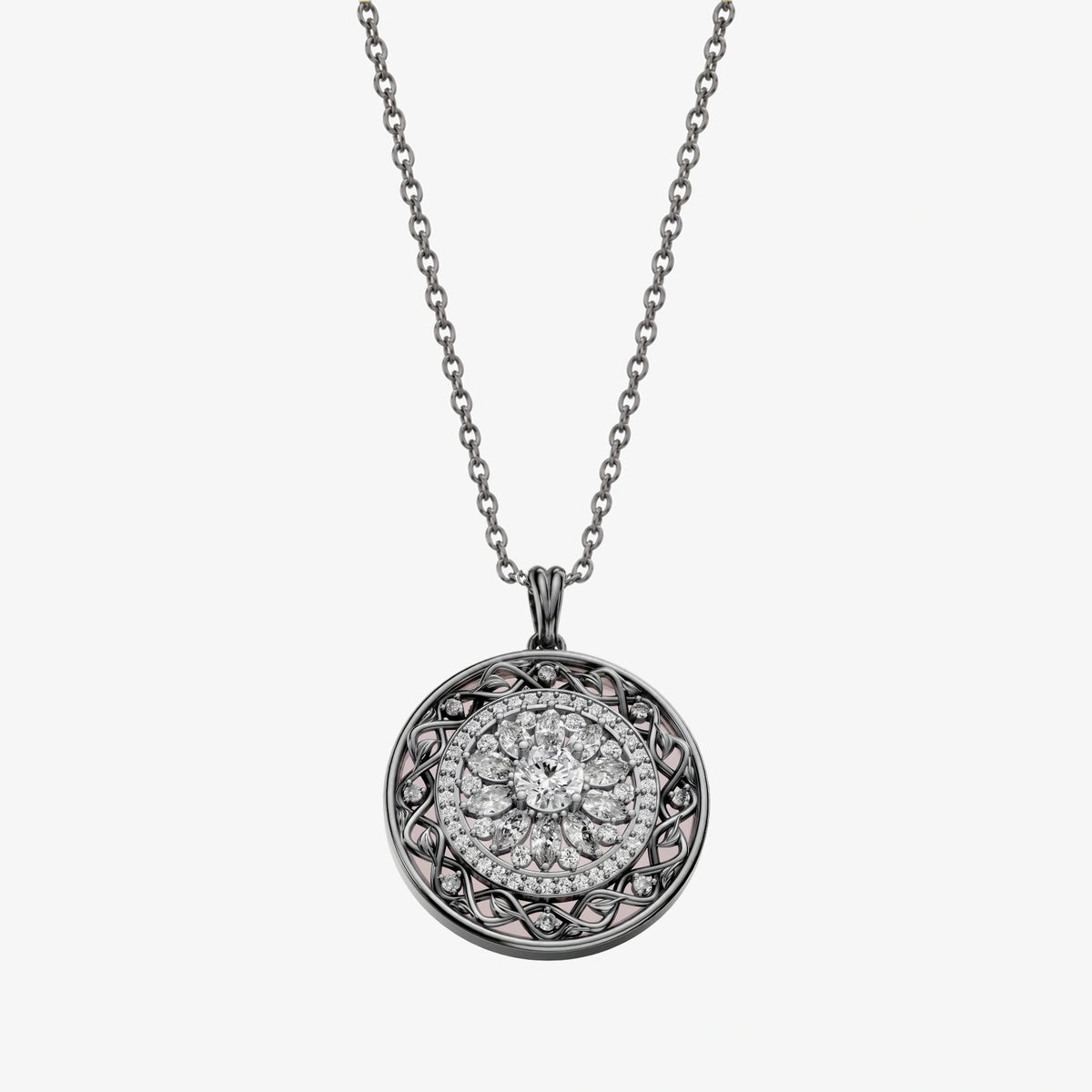 Elegant Perfume Storage Pendant, floral face