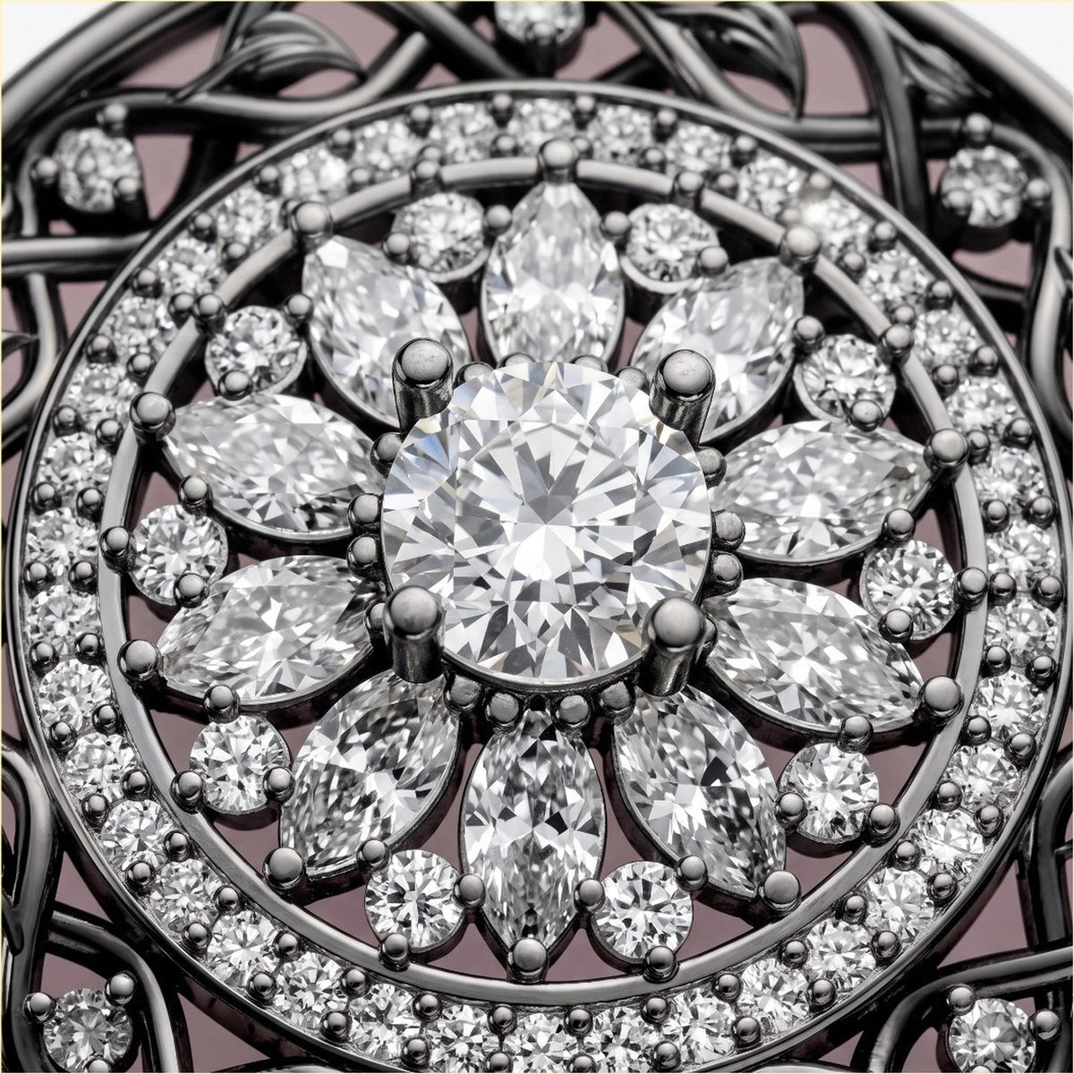 Elegant Perfume Storage Pendant, close-up of the floral face