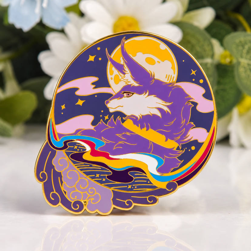 Polyamorous Pride Wolf Glow-in-Dark Enamel Pin