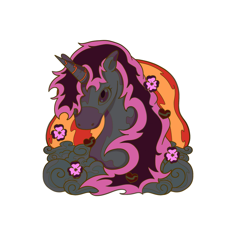 Pride Unicorn enamel pin glow-in-the-dark view