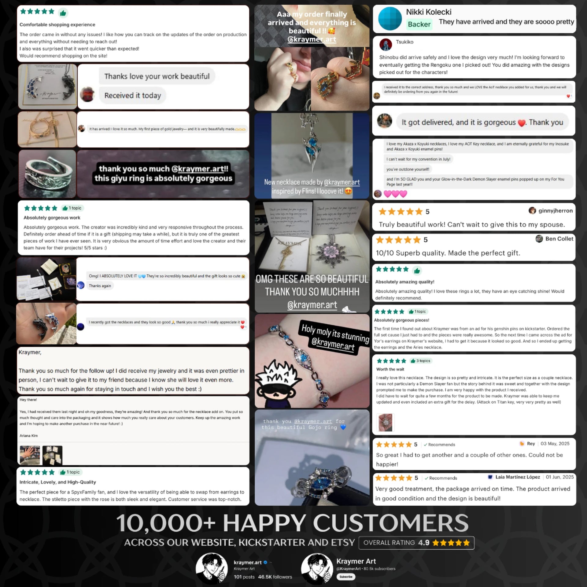 Customer reviews: 10,000+ happy customers across our website, Kickstarter and Etsy, 4.9 overall rating