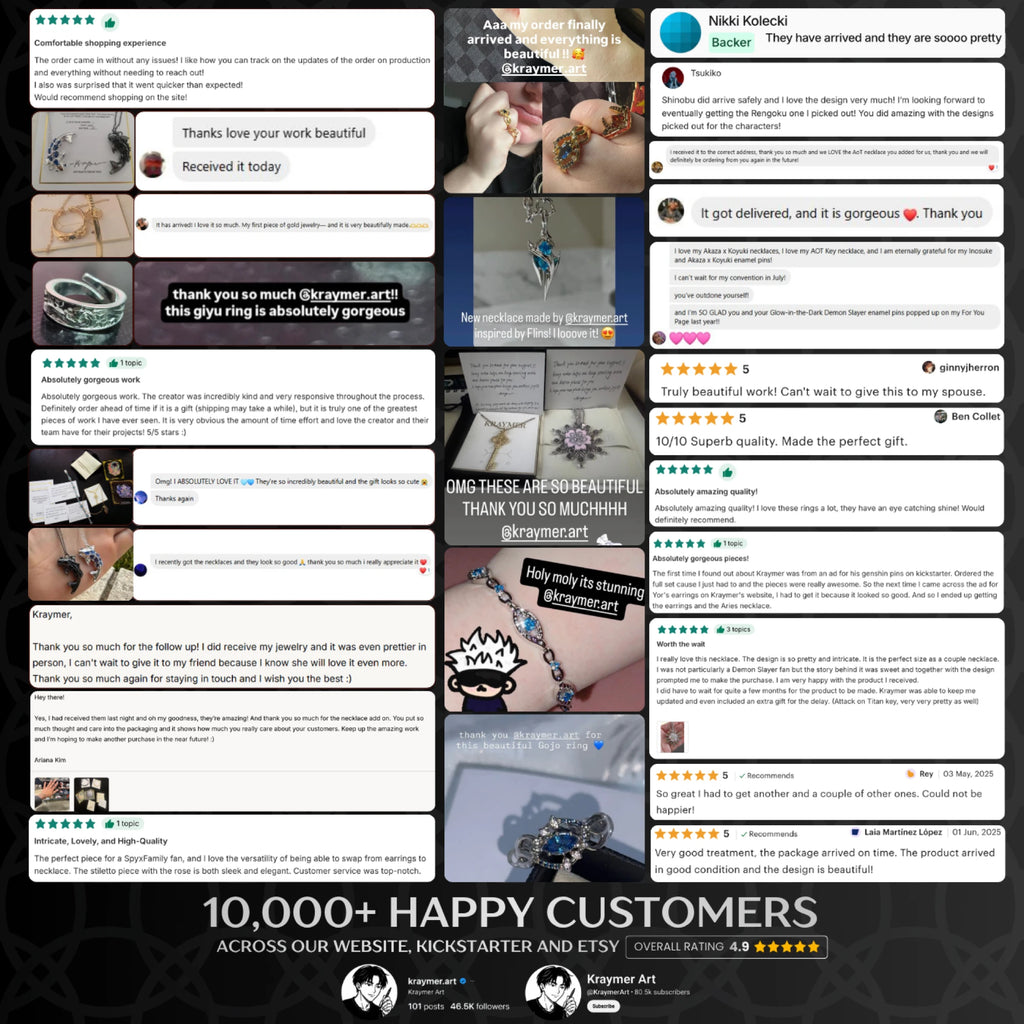 Customer reviews: 10,000+ happy customers across our website, Kickstarter and Etsy, 4.9 overall rating