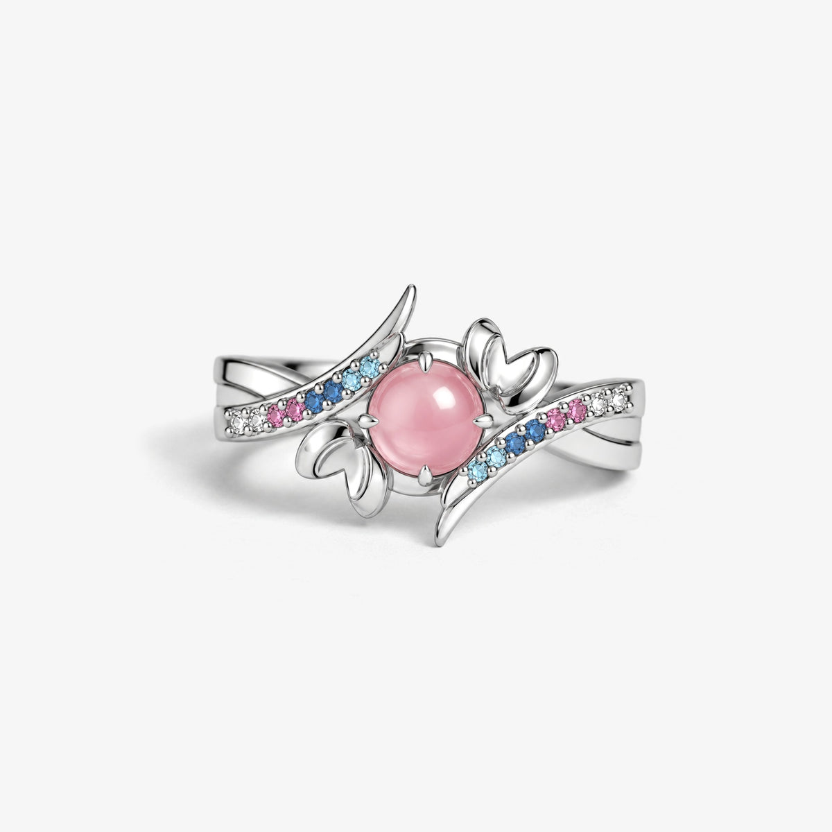 Ribbon Path Ring in silver, front view