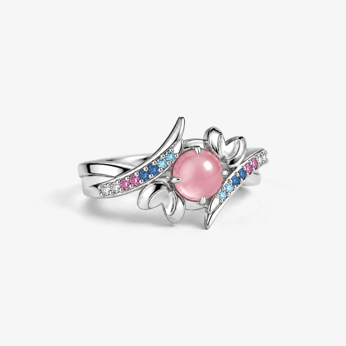Ribbon Path Ring in silver, left side view