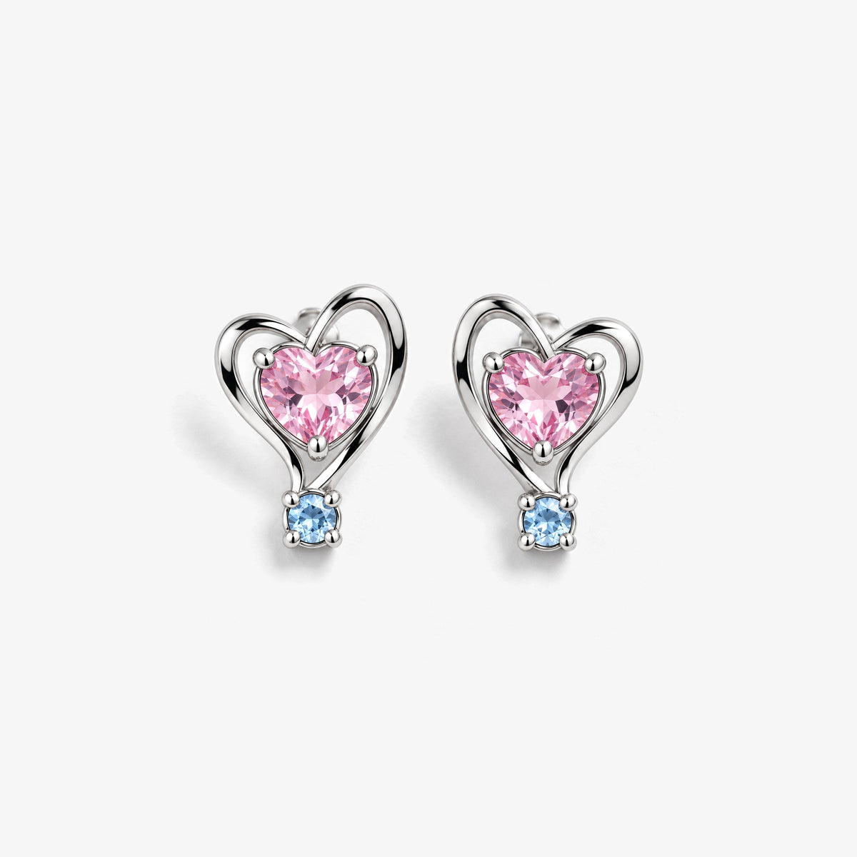 Ribbon Path Studs in silver, front view