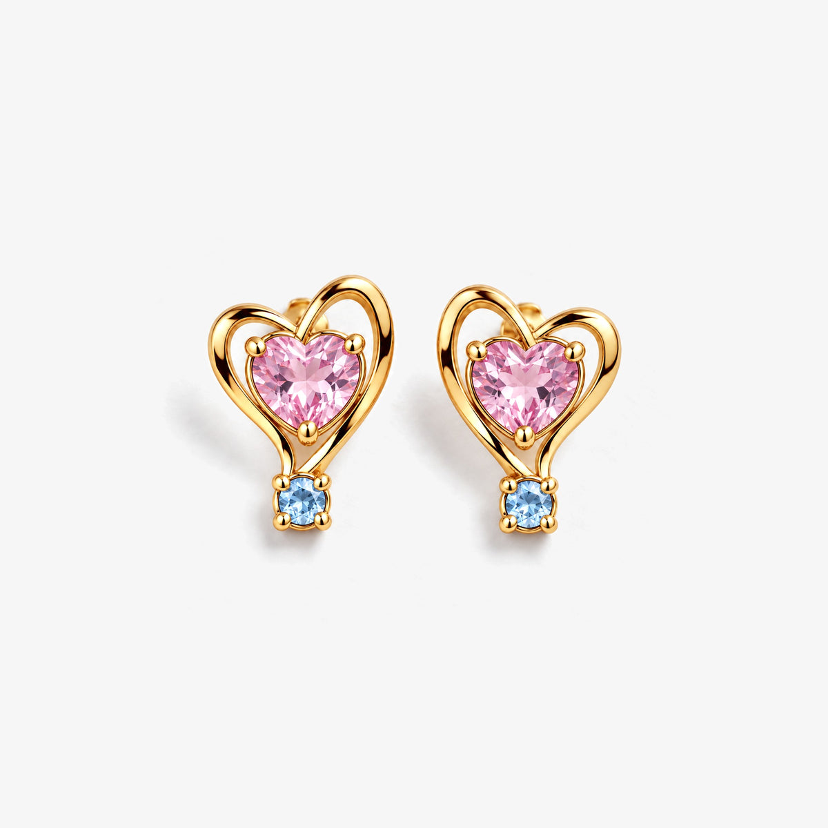 Ribbon Path Studs in gold, front view