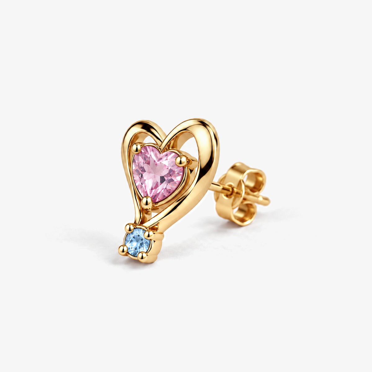 Ribbon Path Studs in gold, side view