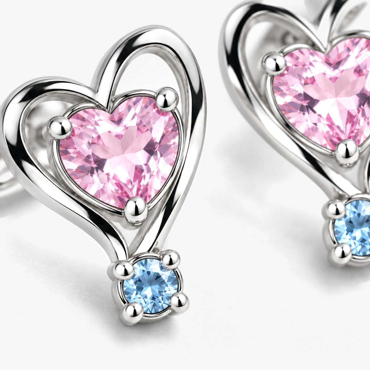 Ribbon Path Studs in silver, close-up