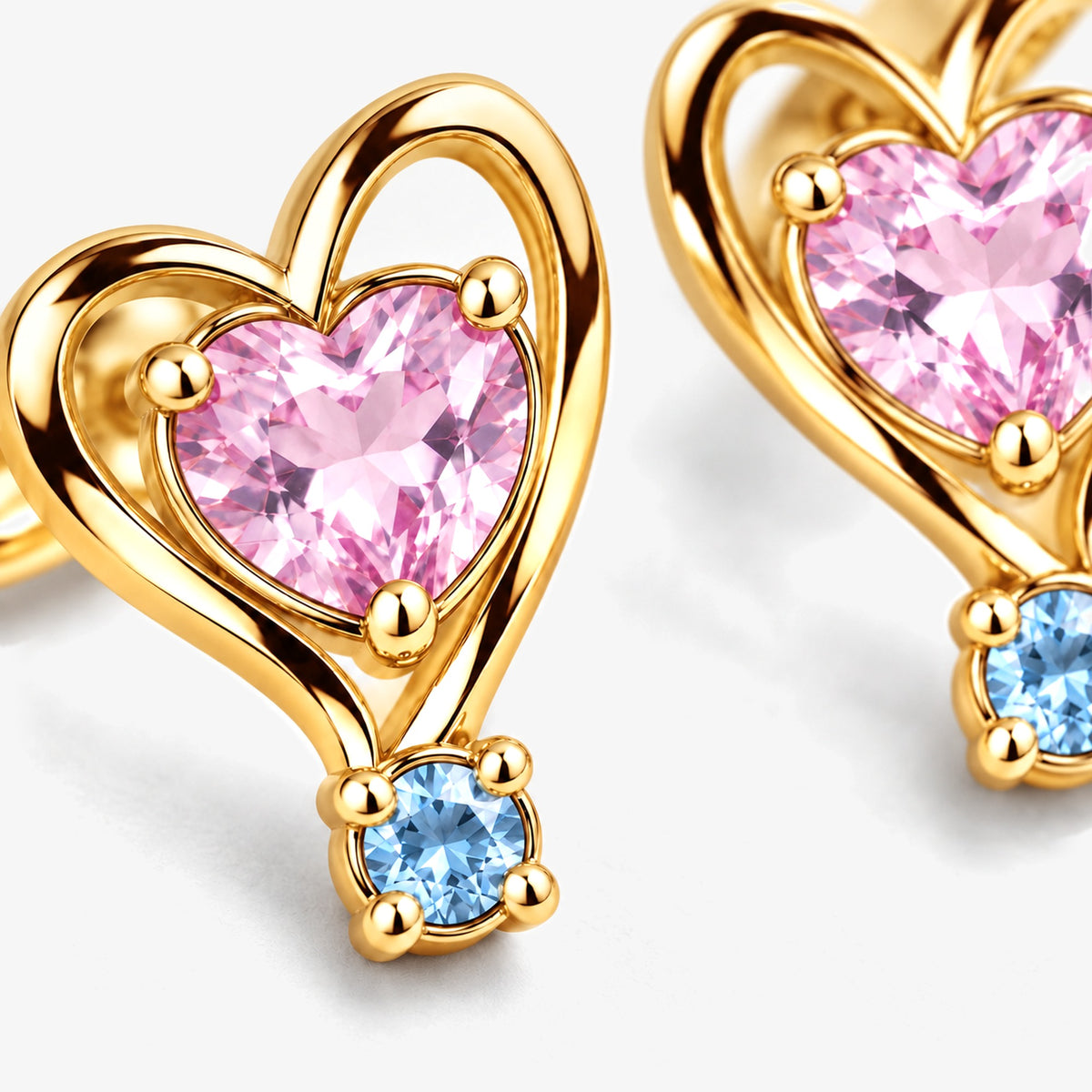 Ribbon Path Studs in gold, close-up