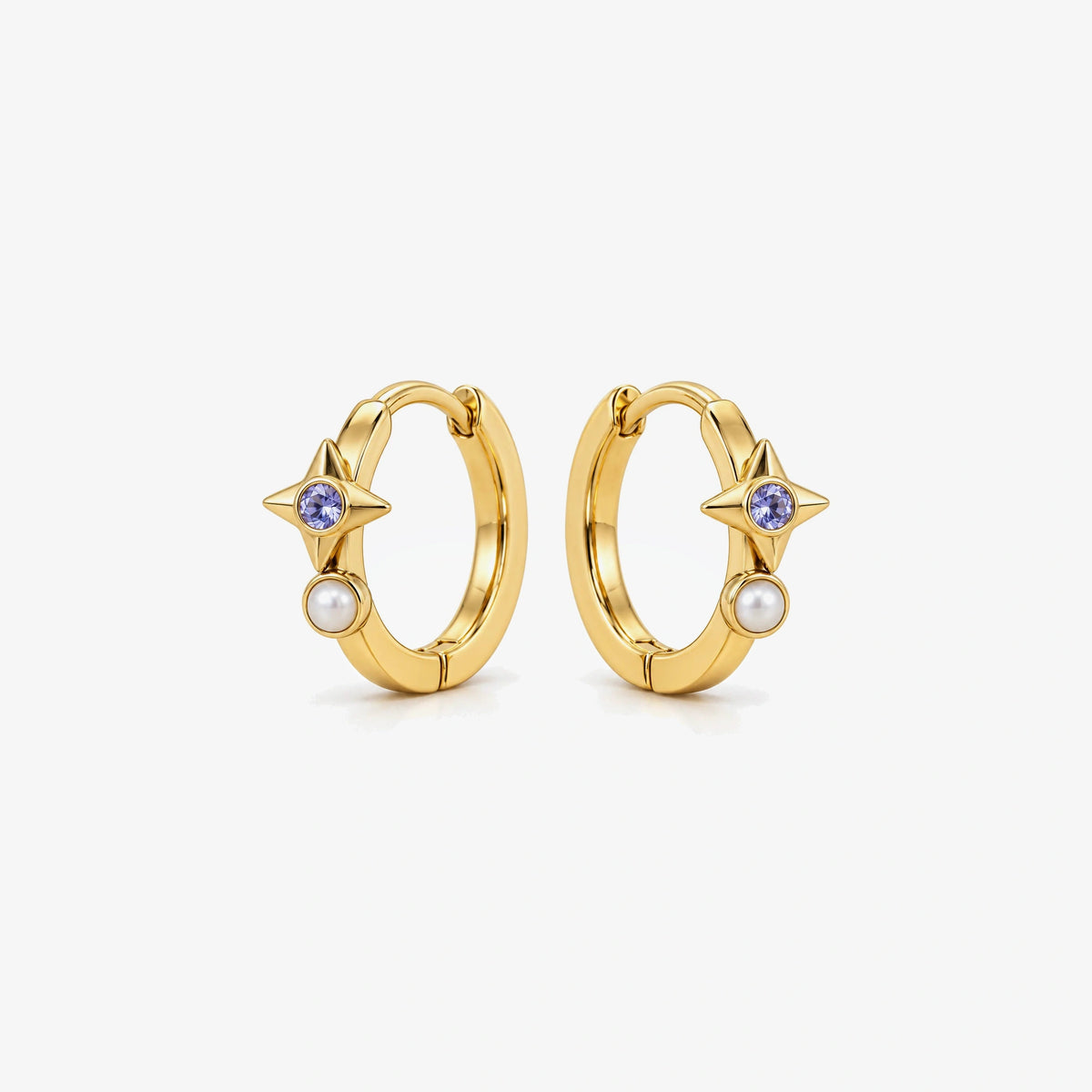 Robin Orbit Halo Huggies in gold, front view