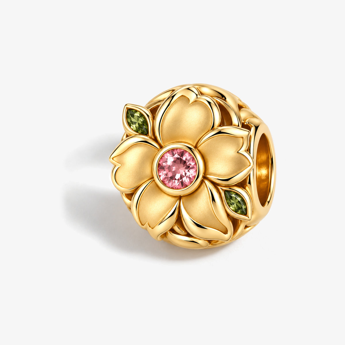 Seed Bloom Bead Charm in gold, front view