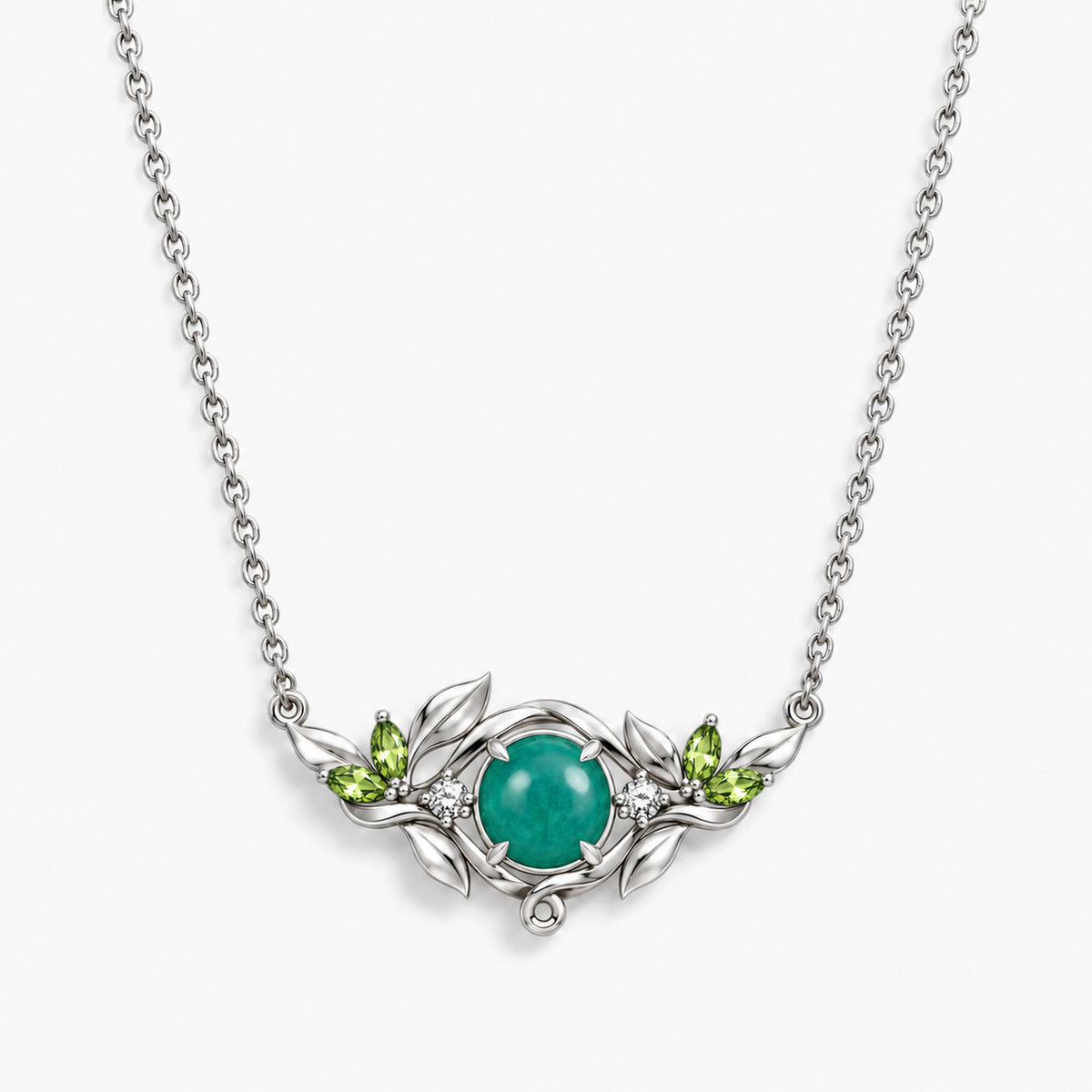 Seed Bloom Necklace in silver, front view