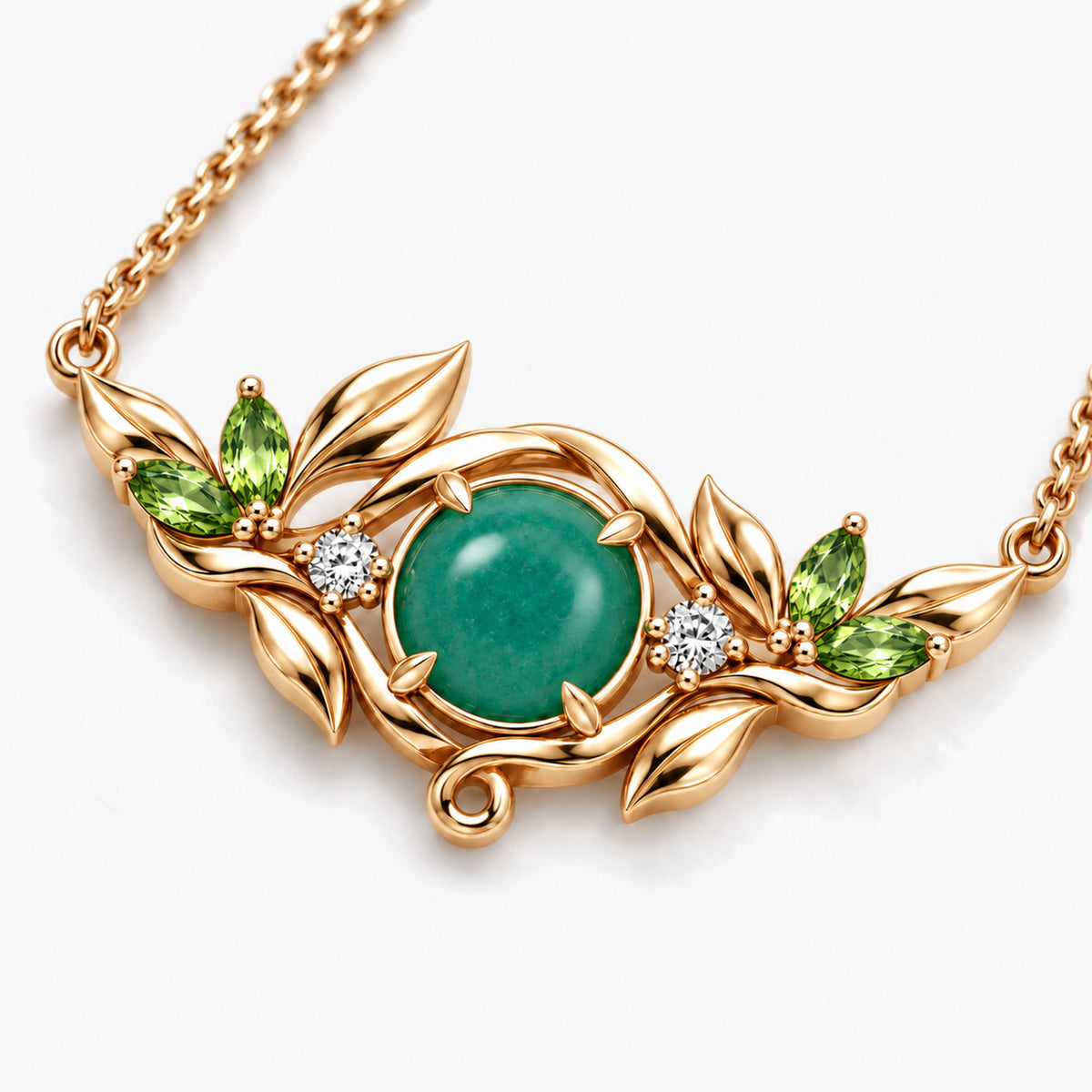 Seed Bloom Necklace in gold, angled view